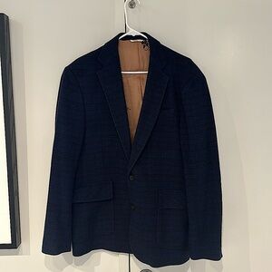 Never Worn Billy Reid Dark Navy Plaid Wool Blend Sportcoat